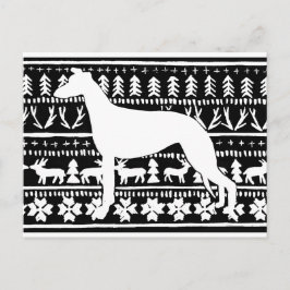 Postal Linocut Navidades de Fairisle Sighthound