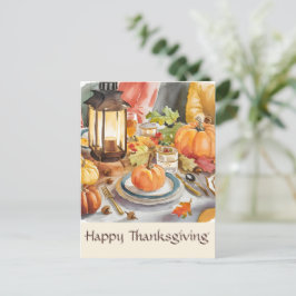 Postal Linterna de Acuarela de la Fiesta de Acción de Gra