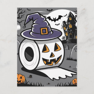 Postal Linterna de calabaza con rollo de papel higiénico