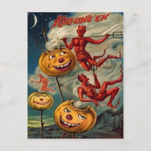 Postal Linterna de Jack O' Lantern de los Diablos Volador