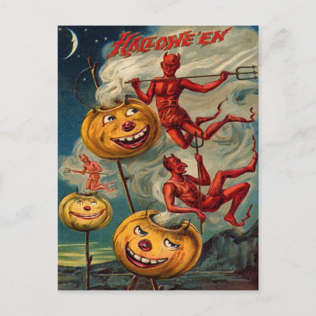 Postal Linterna de Jack O' Lantern de los Diablos Volador (Anverso)