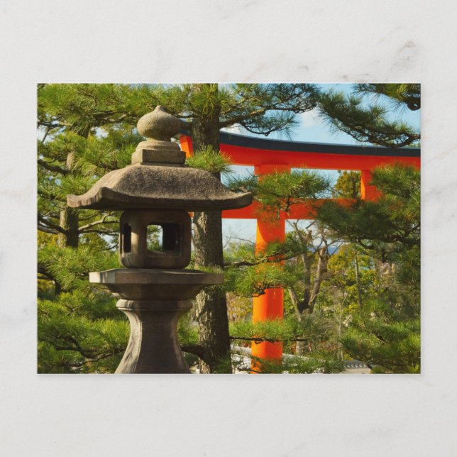 Postal Linterna de piedra y puerta Torii (Anverso)