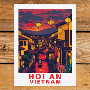 Postal Linterna del antiguo pueblo de Hoi An Vietnam