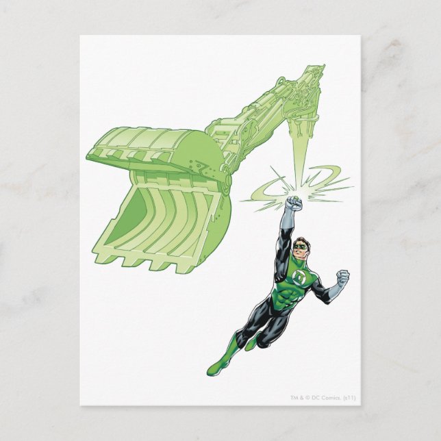 Postal Linterna verde - Comic, con máquina (Anverso)