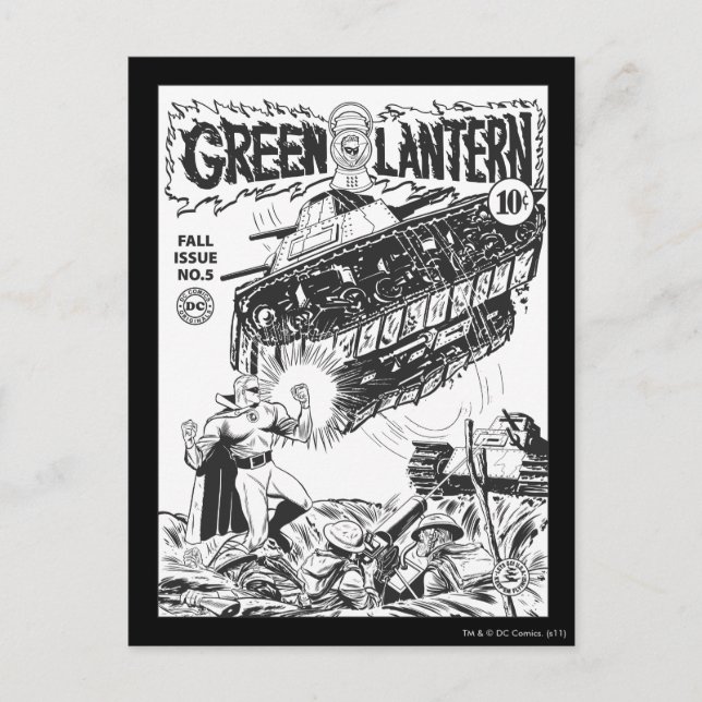 Postal Linterna verde en las trincheras, negro y blanco (Anverso)