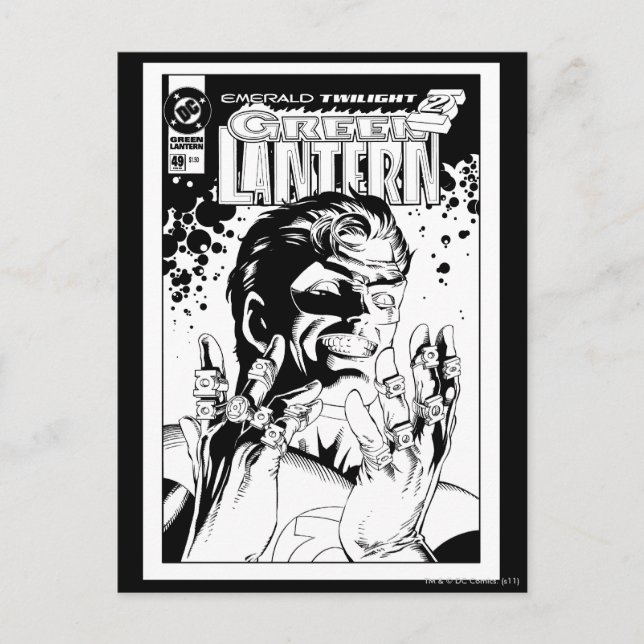 Postal Linterna verde - Muchos anillos, negro y blanco (Anverso)