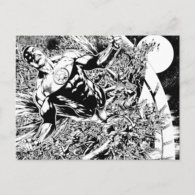 Postal Linterna verde y la luna - blanco y negro (Anverso)