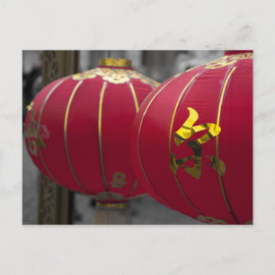 Postal Linternas chinas rojas y doradas