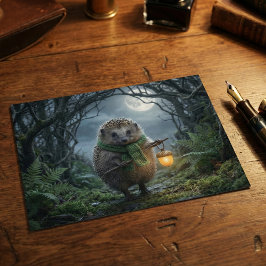 Postal Linternas de Erizo del Bosque Adorable | Pensando