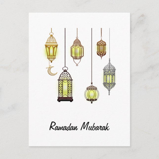 Postal Linternas Ramadán Mubarak Oriental Árabe Musulmán (Anverso)