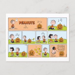 Postal Linus & Lucy   Cantando Jack-O-Lantern