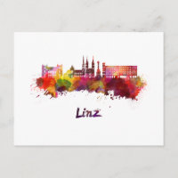 Linz skyline in watercolor