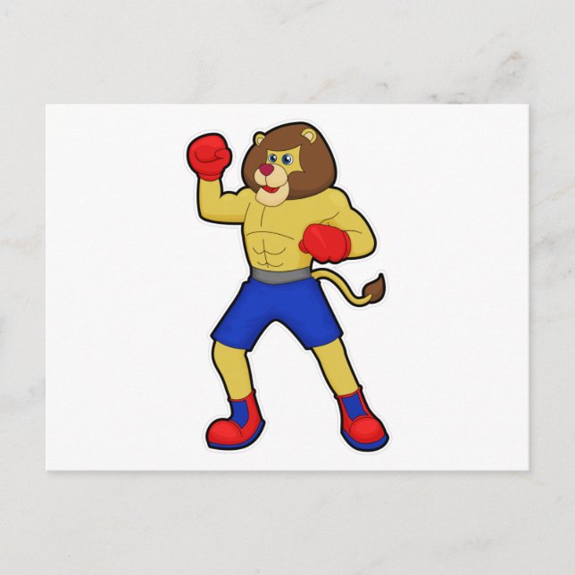 Postal Lion at Boxing with Boxing gloves (Anverso)