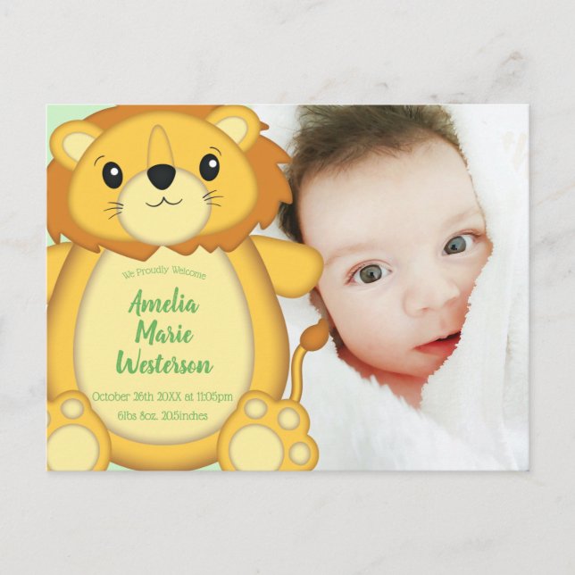 Postal Lion Baby Shower Safari (Anverso)