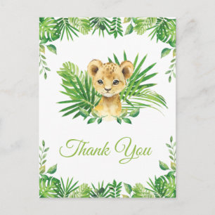 Postal Lion Cub Verdor Tropical Cumpleaños Gracias 