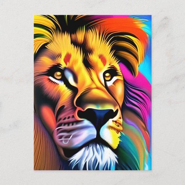 Postal Lion Face Mystical Fantasy Art (Anverso)