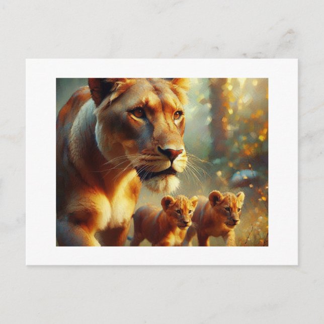 Postal Lionesa con Cubs, (Anverso)