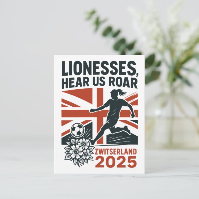 Postal Lionesas, escuchadnos rugir - Fútbol femenino ingl (Anverso de pie)