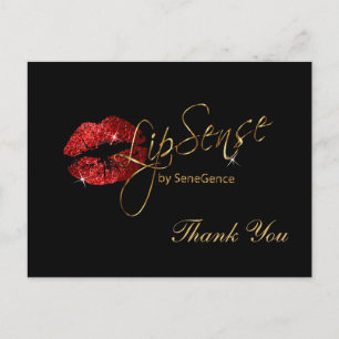 Postal Lipsense Labios Rojo Brillo en Negro
