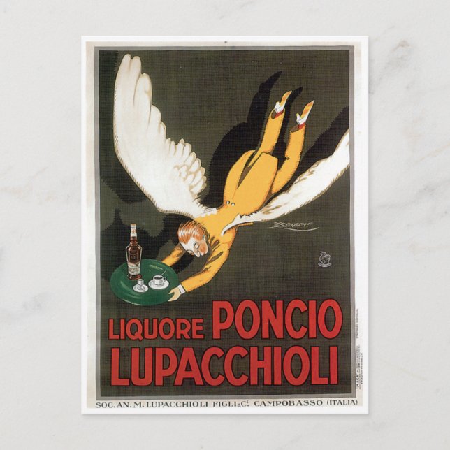 Postal Liquore Poncio Lupacchioli Bebida de época y arte (Anverso)