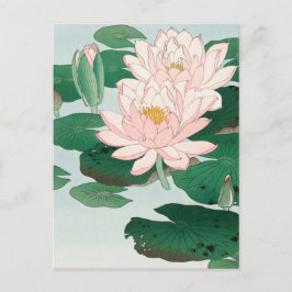 Postal Lirio de agua de Ohara Koson, arte floral japonés
