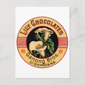 Postal Lirio Vintage Chocolates Ganong Bros.