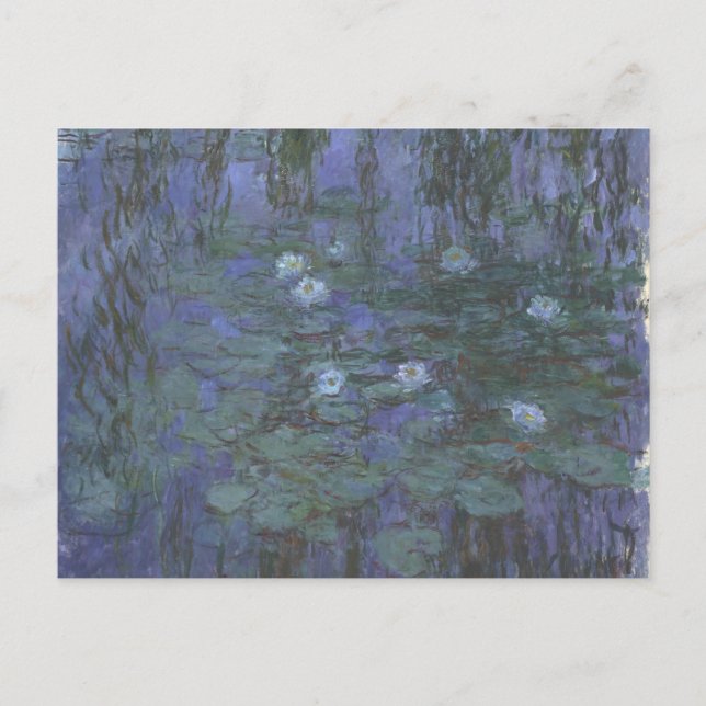 Postal Lirios de agua azules Monet (Anverso)