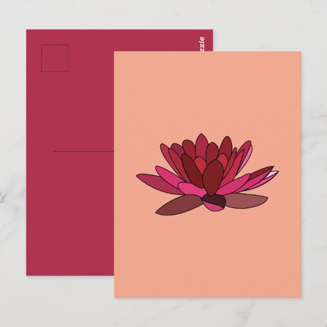 Postal Lirios de agua rosados rojos (Anverso / Reverso)