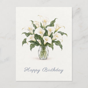 Postal Lirios de Calla Blancos Feliz Cumpleaños