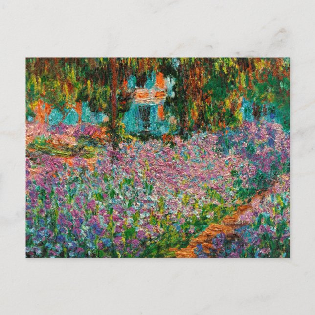 Postal Lirios jardín de Monet Giverny flores (Anverso)
