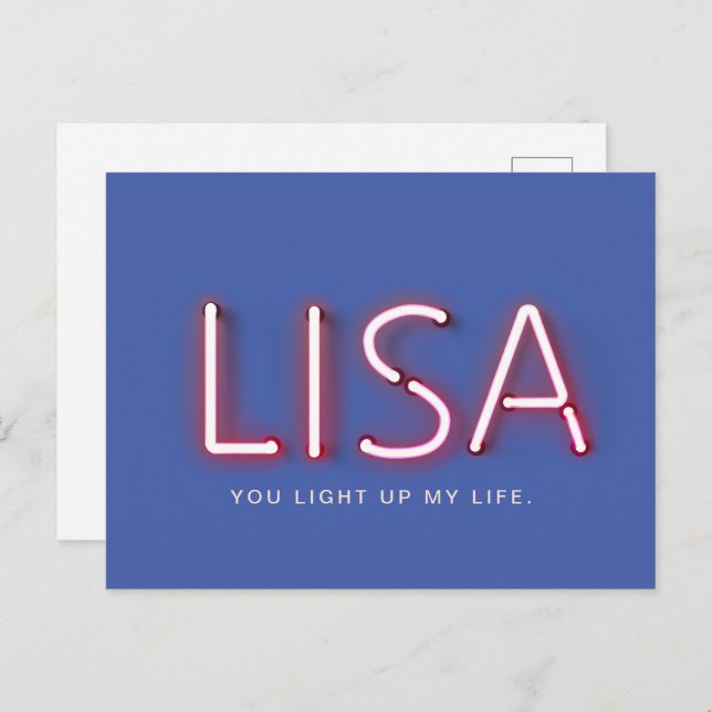 Postal Lisa, enciende las luces de neón de mi vida (Anverso / Reverso)