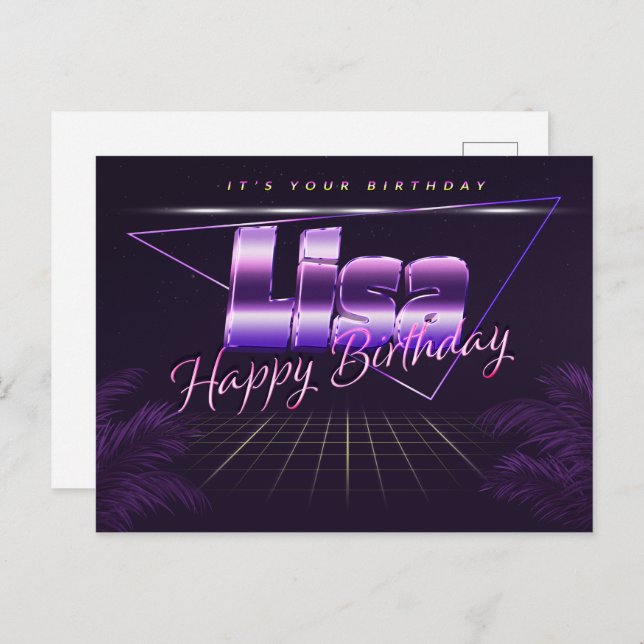Postal Lisa Name Vorname lila Postkarte Geburtstag (Anverso / Reverso)