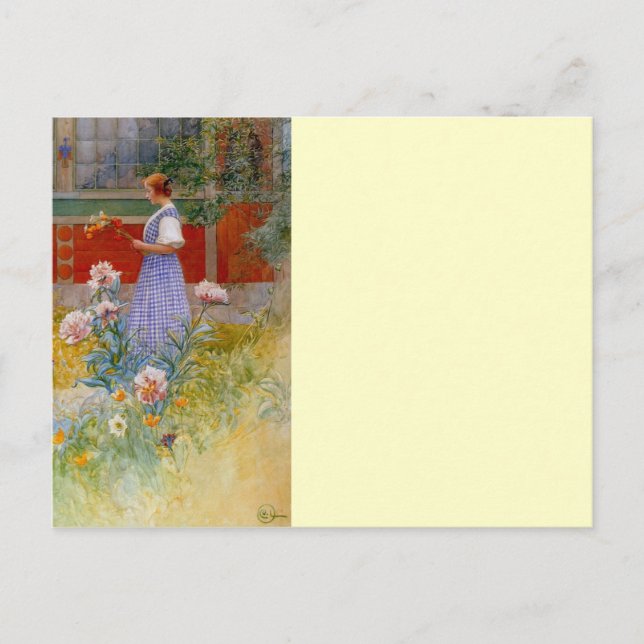 Postal Lisbeth con peonías (Anverso)