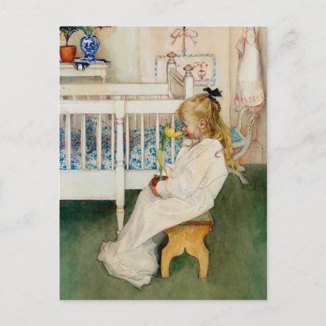 Postal Lisbeth con tulipán amarillo (Anverso)