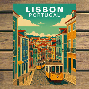 Postal Lisboa antigua, Portugal Tranvía amarillo