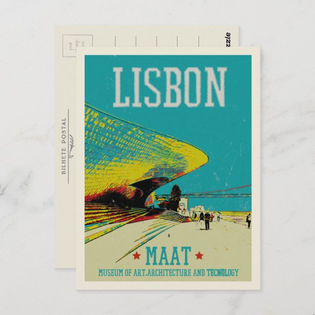 Postal Lisboa MAAT ilustracion del río Tajo Portugal (Anverso / Reverso)
