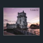 Postal Lisboa Portugal Belem Tower Travel Photo<br><div class="desc">¡A cualquiera le encantaría recibir esta postal con una hermosa foto de viaje de la Torre Belem en Lisboa Portugal al atardecer!</div>