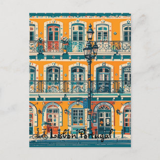 Postal Lisboa Portugal de colores pastel
