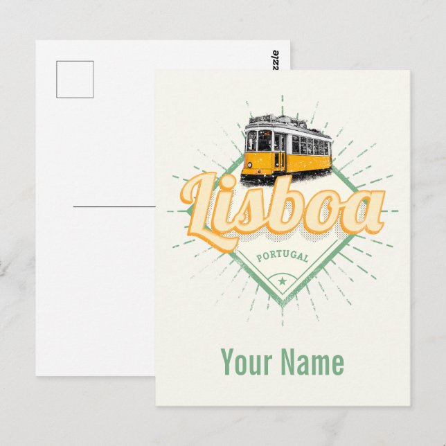 Postal Lisboa Portugal: Festividad de retro en tranvía (Anverso / Reverso)