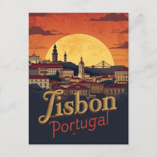 Postal Lisboa Portugal horizonte - Arte de Viaje Vintage