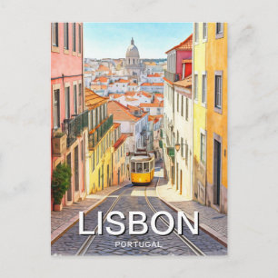Postal Lisboa Portugal Panteón Alfama Acuarela