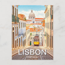 Lisboa Portugal Panteón Alfama Watercolor