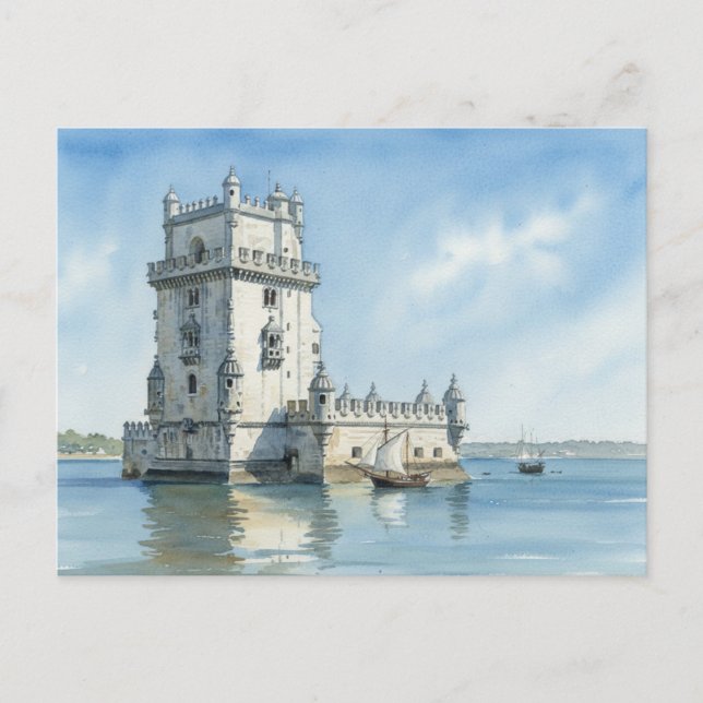 Postal Lisboa Portugal Torre de Belém Viajes (Anverso)