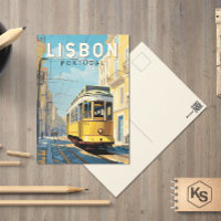 Lisboa Portugal Tramo Amarillo Viaje Arte Vintage