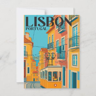 Postal Lisboa Portugal Tranvía Viajes Antiguos