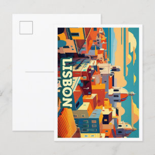 Postal Lisboa Portugal Viajes artísticos coloridos