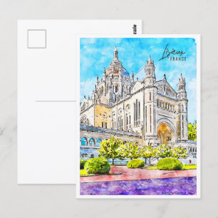 Postal Lisieux France Travel Place Watercolor