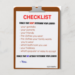 Postal Lista de control del género