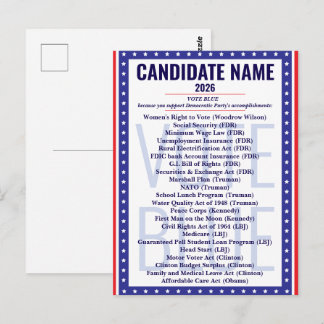 Postal Lista de Logros Demócratas Vota Azul 2026