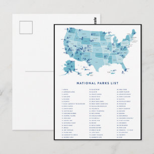 Postal Lista de Parques Nacionales en Estados Unidos